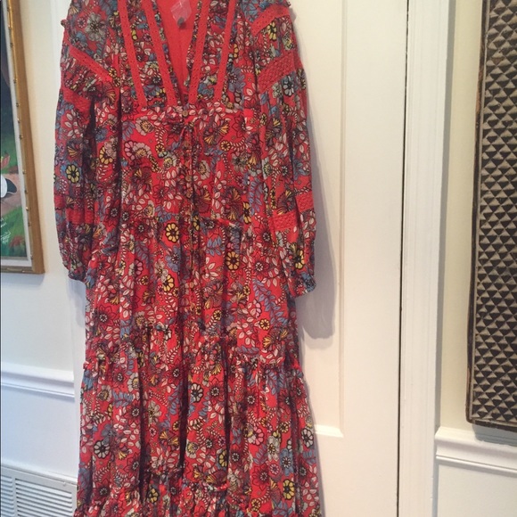 Free People Cassis Printed Chiffon Dress Fairy Bohemian Whimsical Romantic - Picture 6 of 15